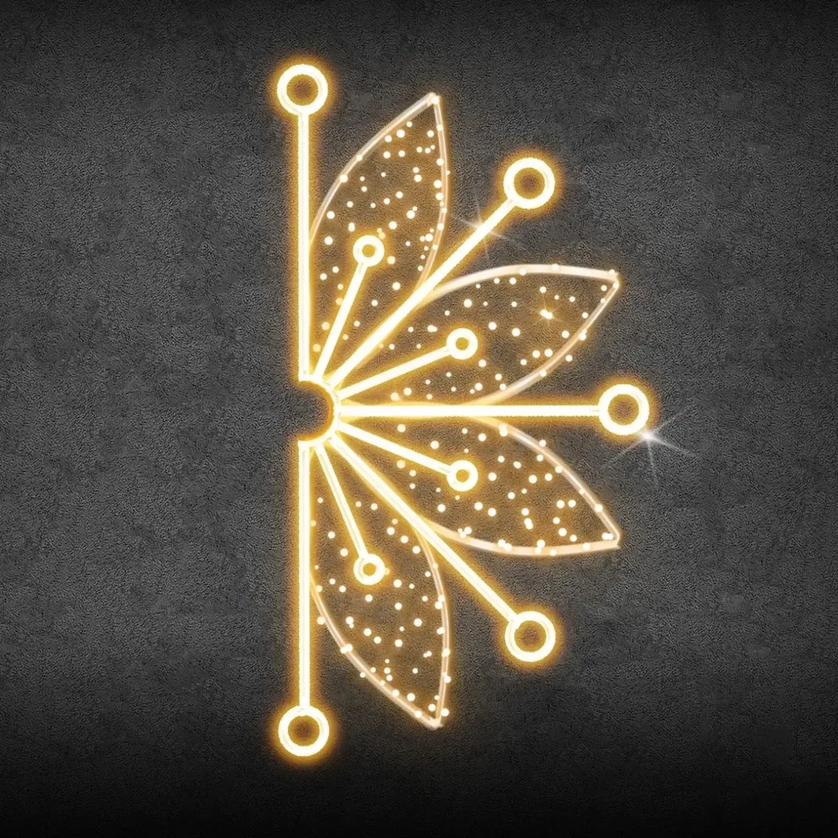 2D LED-Halbflockenleuchte V., hängend, 305 × 170 × 5 cm, warmweiß, Aluminium