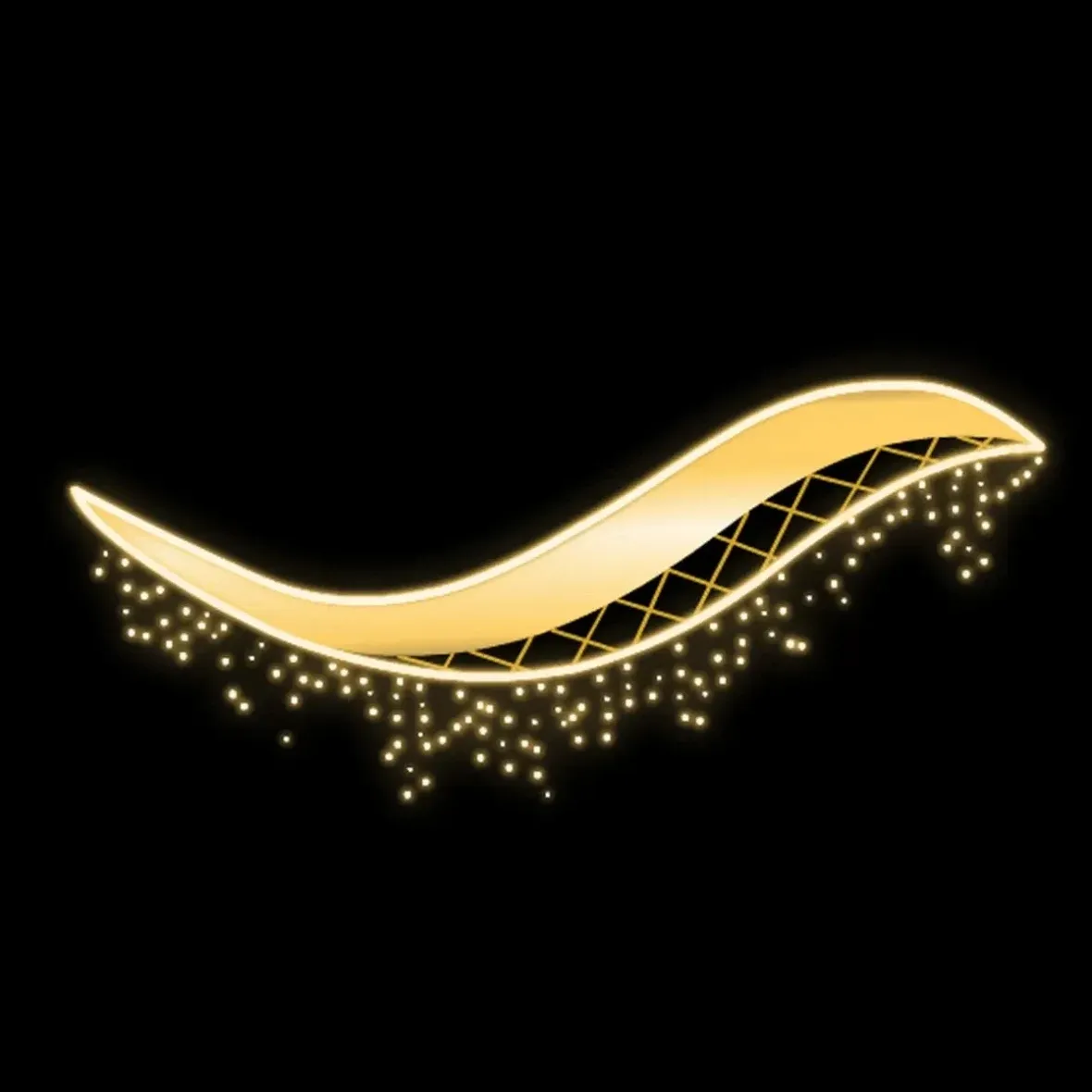 Easy Fix 2D LED Pendelleuchte wave, 270 × 135 × 4 cm, warmweiß, Aluminium, gold, innen