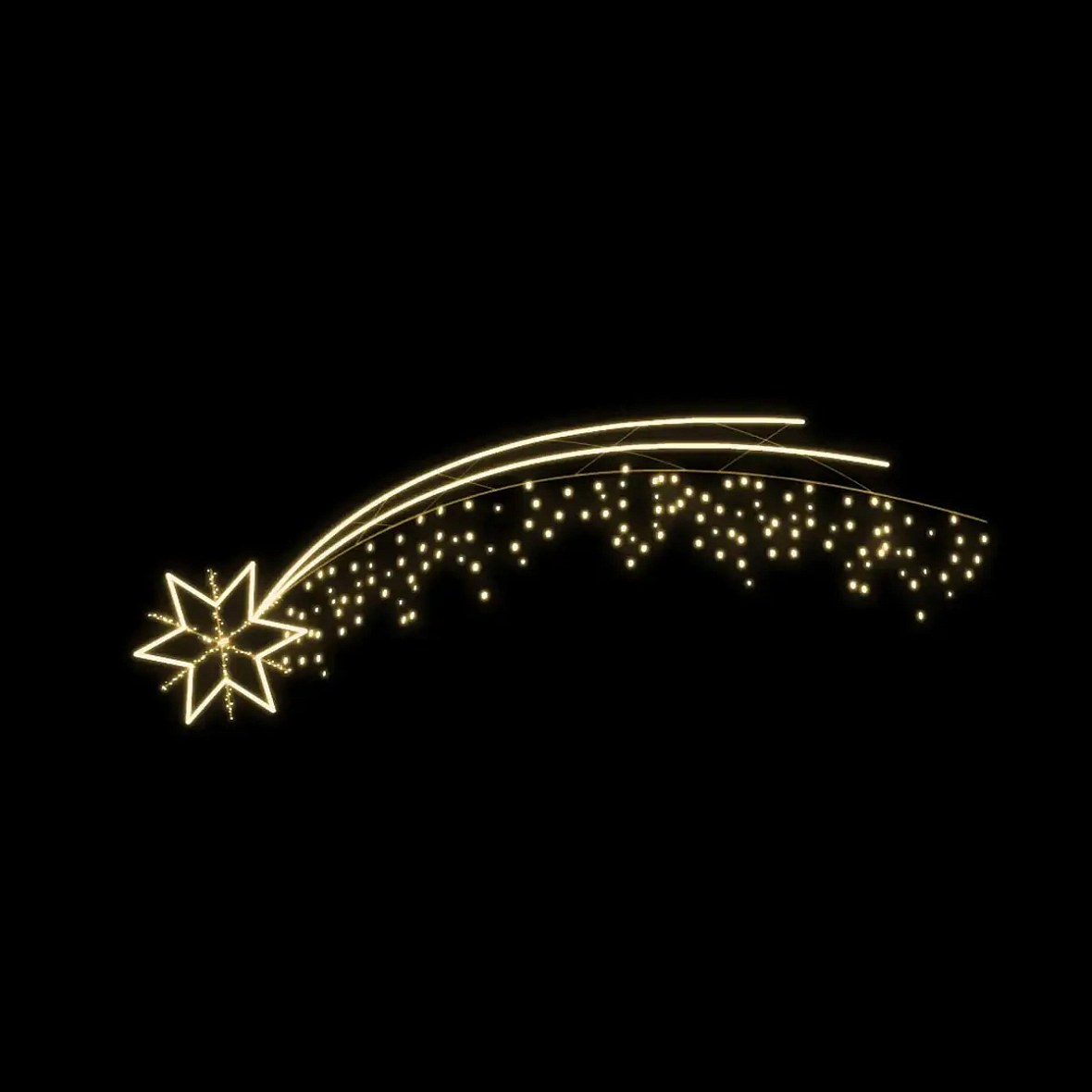 Eco Fix 2D LED Kometenleuchte mit Schweif, hängend, 200 × 60 × 70 cm, warmweiß, 3D-Druck, gold