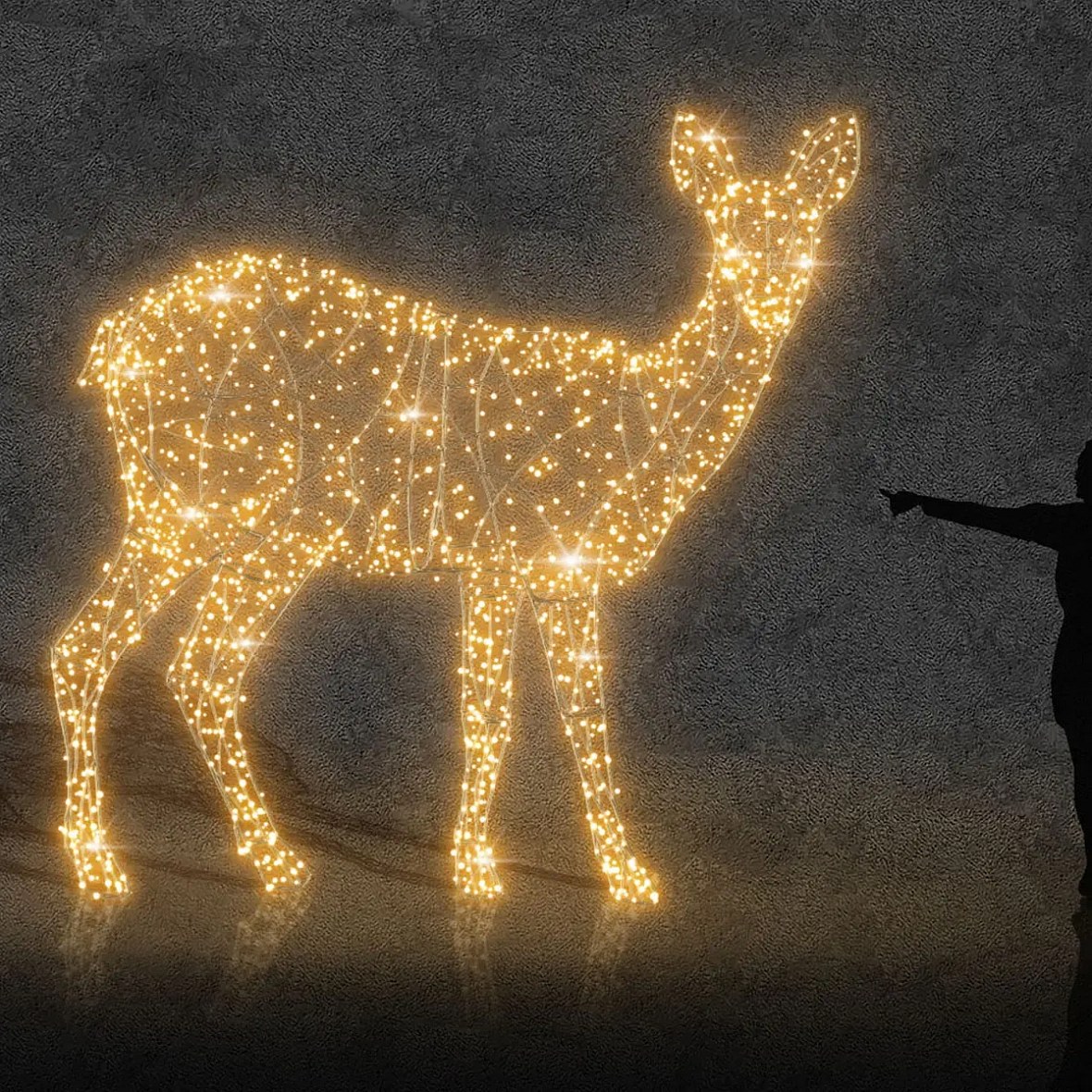 Eco Fix 3D LED-Lichthirsch, 300 × 295 × 100 cm, warmweiß, Aluminium