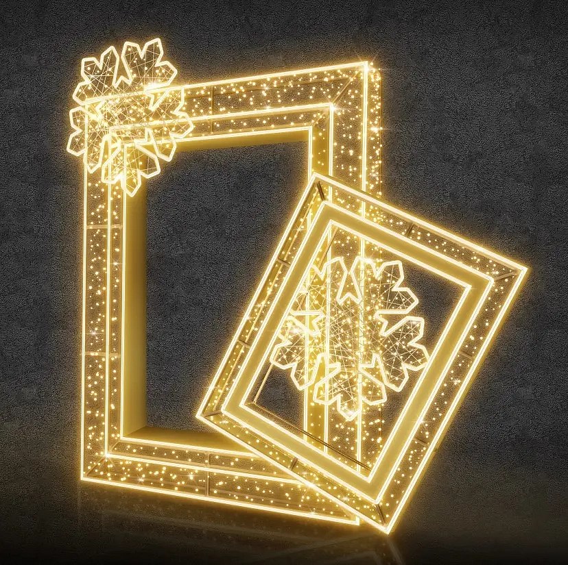 Eco Fix 3D LED-Lichtrahmen, 180 × 225 cm, warmweiß, Aluminium