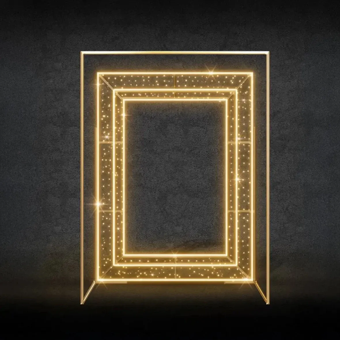 3D-LED-Lichtrahmen, 230 × 170 × 110 cm, warmweiß, 24 und 36 V, 45 W, 35 kg, 3-teilig