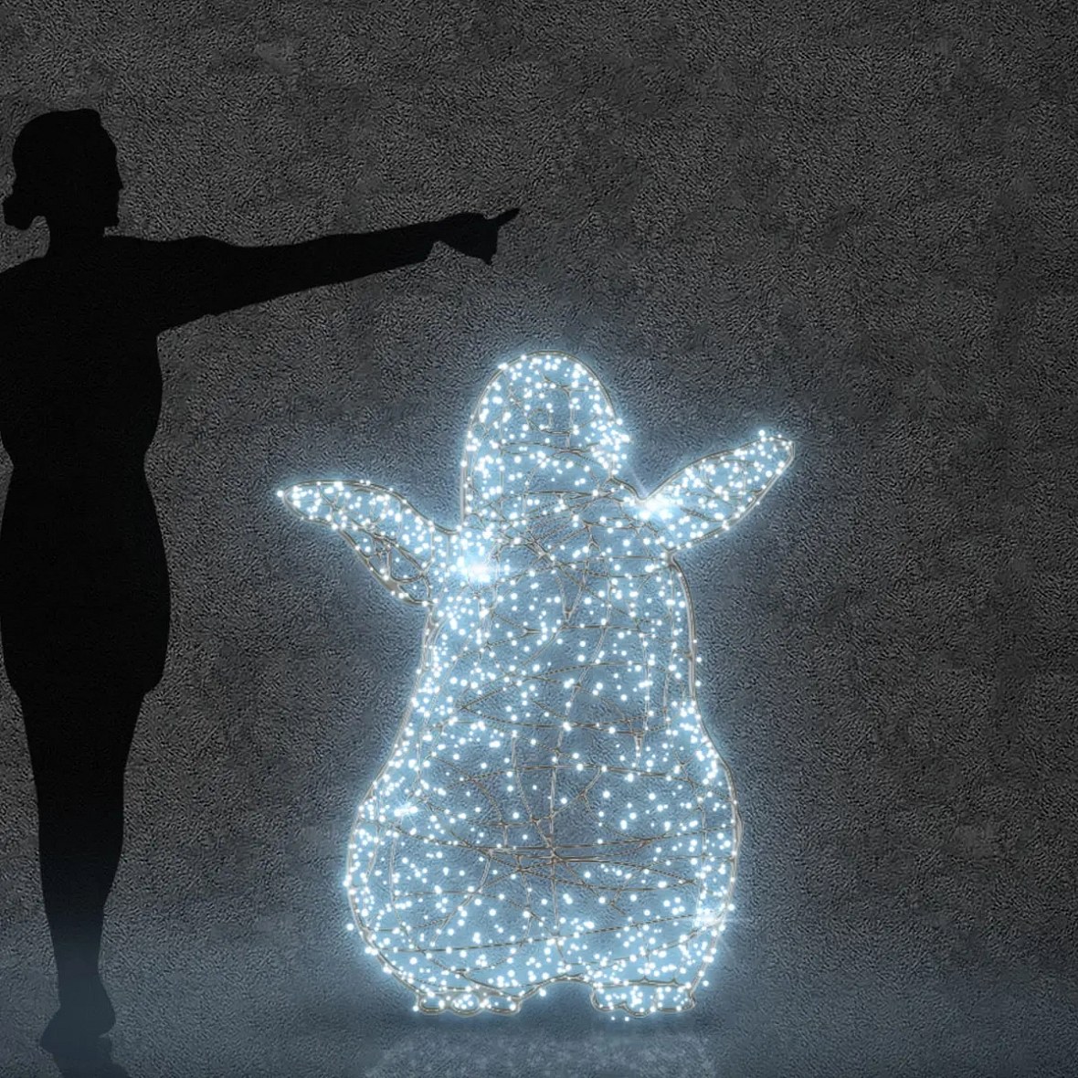 Eco Fix 3D LED-Licht Baby Pinguin 120 cm, kaltweiß mit Flash, Aluminium