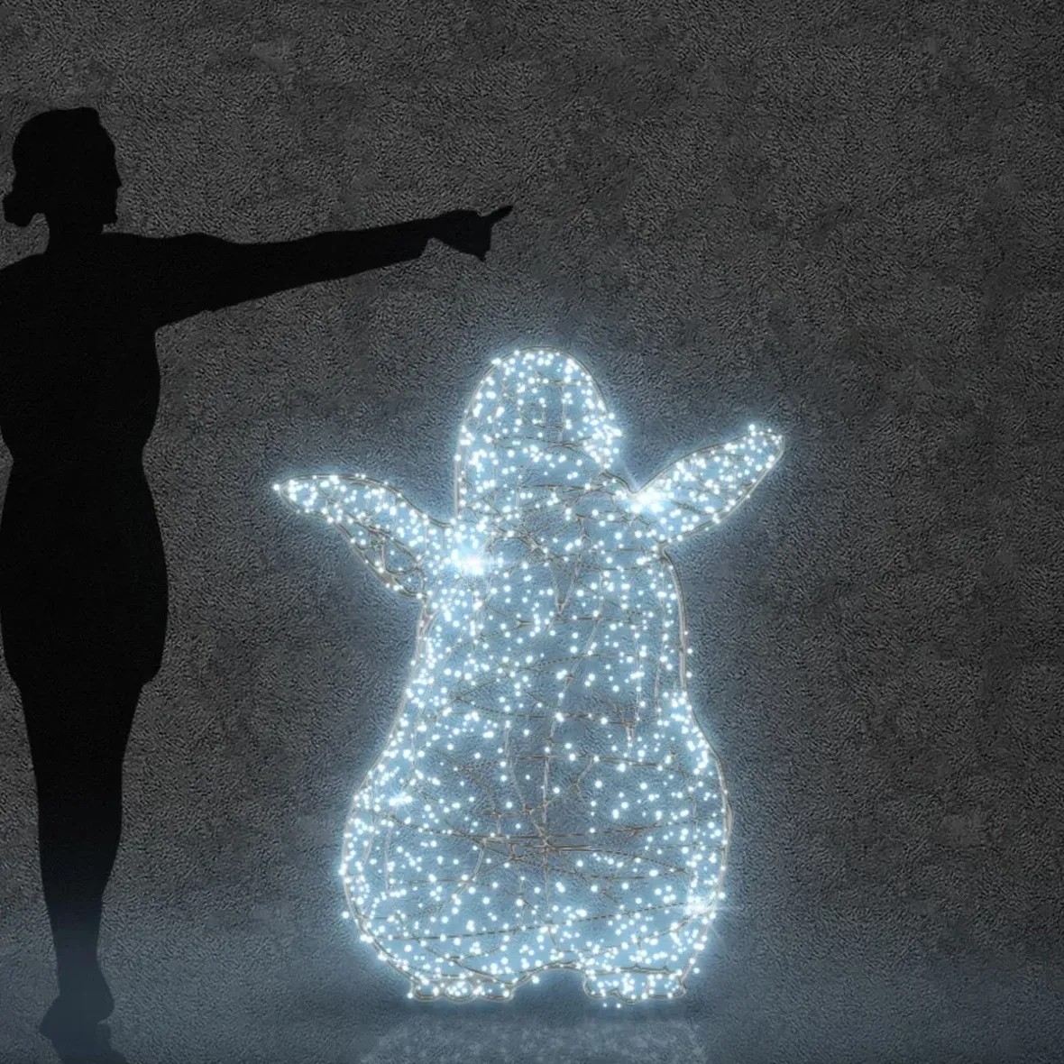 Eco Fix 3D LED-Licht Baby Pinguin 120 cm, kaltweiß mit Flash, Aluminium