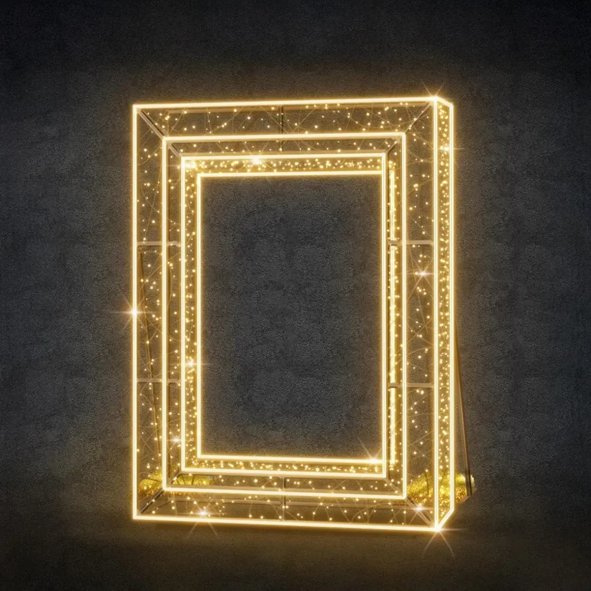 3D-LED-Lichtrahmen, 170 × 230 × 20 cm, warmweiß, 36 V, 89 W, 66 kg, 3-teilig