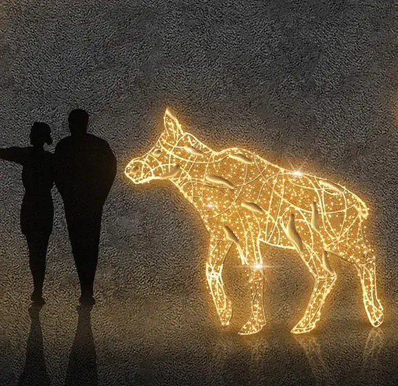 Eco Fix 3D LED beleuchtetes Elchkalb, WS2A, 210 × 240 × 55 cm, Aluminium