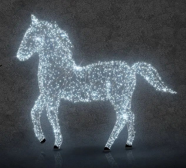 Eco Fix 3D LED-Lichtpferd mit drehbarem Kopf, 250 cm, eisweiß, Aluminium