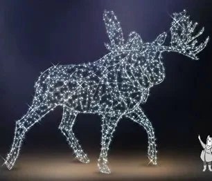Eco Fix 3D LED-Leuchte Elch 450 cm, 2FA, kaltweiß mit Flash, Aluminium