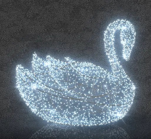 3D LED-Leuchte Schwan B 160 cm, eisweiß, 36 V, 2-teilig