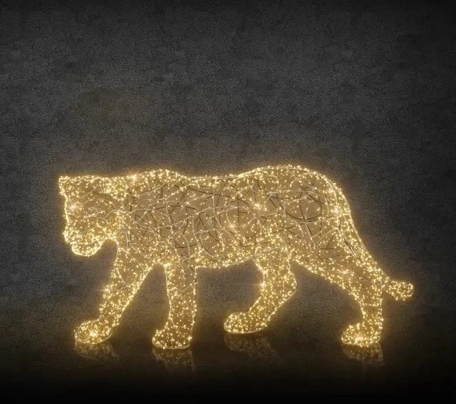 Eco Fix 3D-LED-Löwin, 120 cm, warmweiß, Aluminium