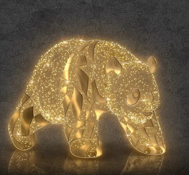 Eco Fix 3D-LED-Lichtpanda, 175 × 285 × 130 cm, warmweiß, Aluminium
