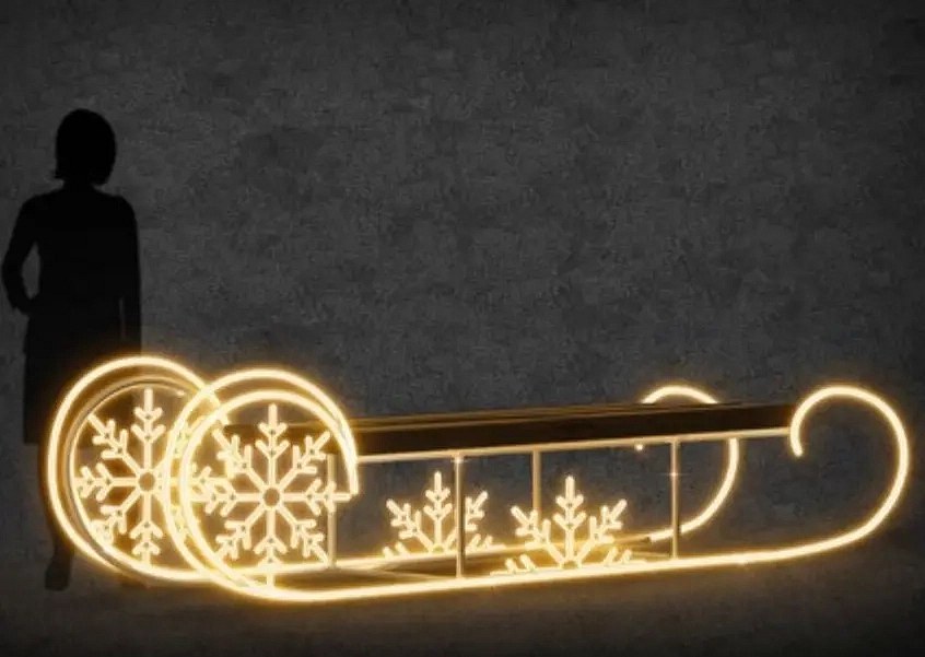 Eco Fix 3D LED-Lichtschlitten, 250 × 90 × 50 cm, warmweiß, stehend, Aluminium
