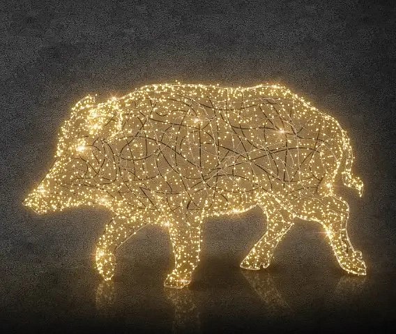 3D LED-Lichtschwein, 130 cm, warmweiß mit Flash