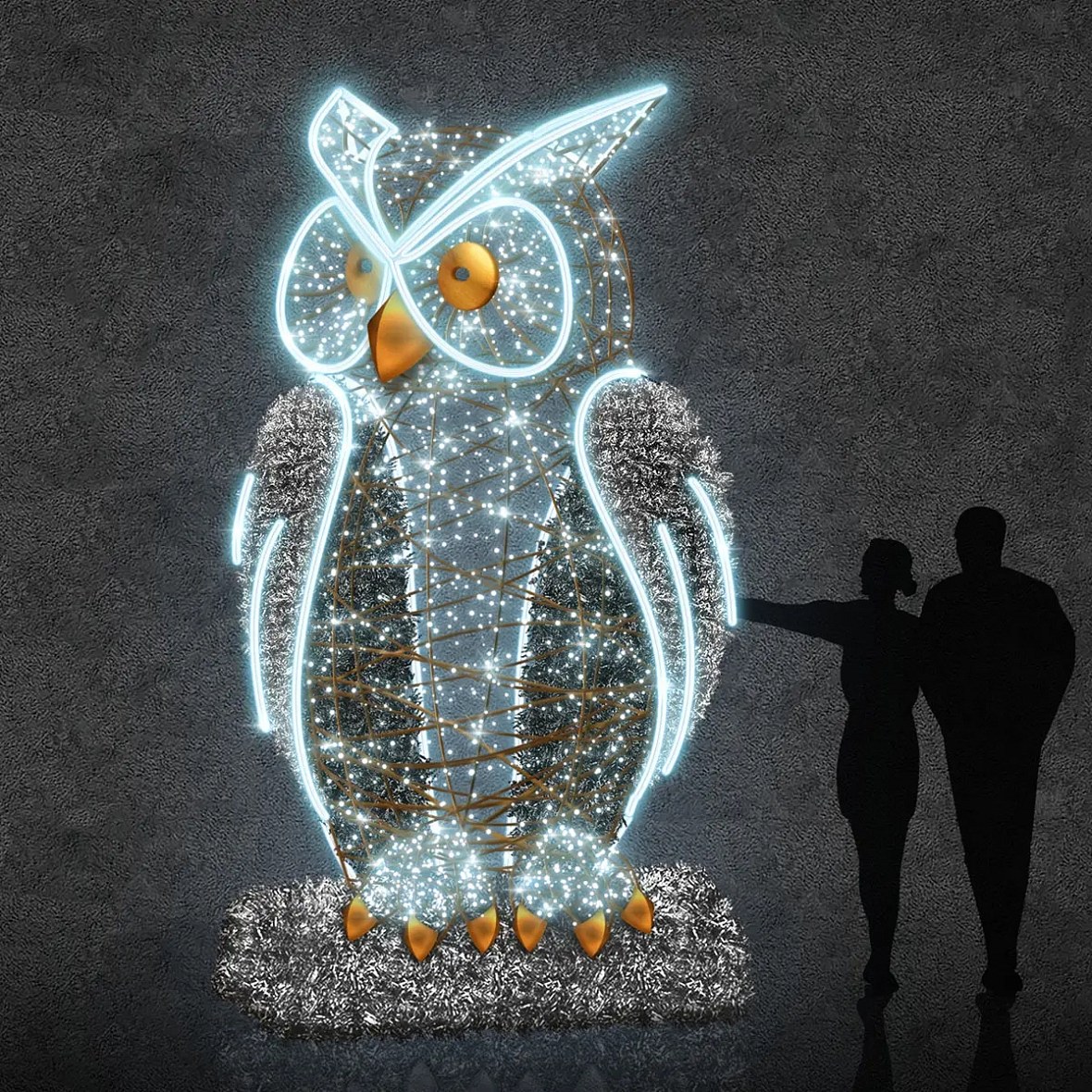Eco Fix 3D LED-Leuchte Eule 350 cm, eisweiß, Aluminium