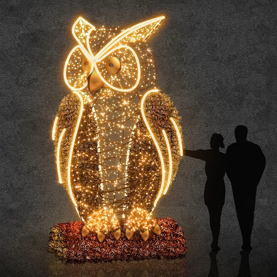 Eco Fix 3D LED-Leuchte Eule 350 cm, warmweiß, Aluminium