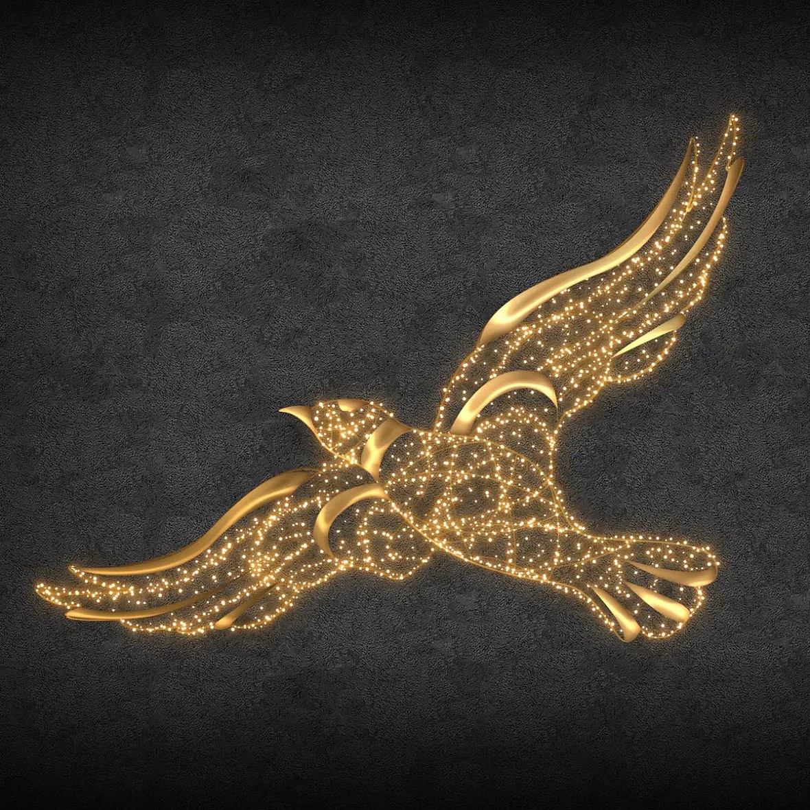 Eco Fix 3D-LED-Lichtadler, 90 × 250 × 70 cm, warmweiß, Aluminium