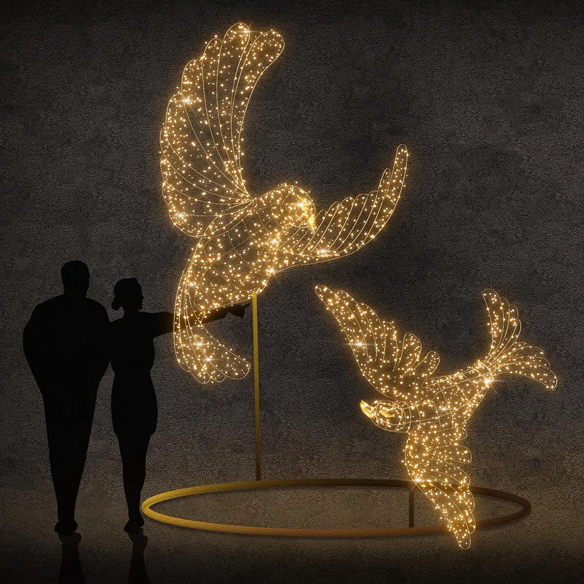 Eco Fix 3D LED-Taubenleuchten, 320 × 350 × 400 cm, warmweiß, Aluminium