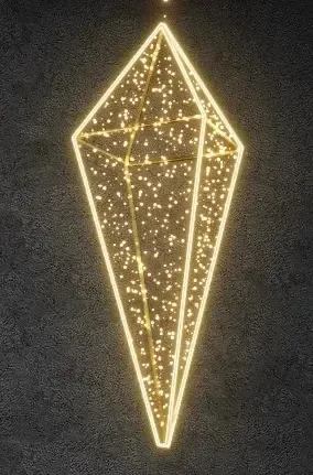 3D-LED-Lichtkristall 60 × 20cm, warmweiß mit Goldkabel, 230 V, 13 W, 1,6 kg
