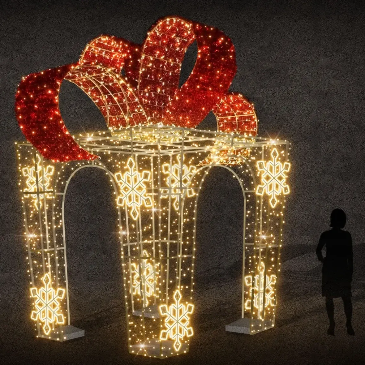 Eco Fix 3D LED-Lichtgeschenk, 245 × 450 × 245 cm, warmweiß, Aluminium