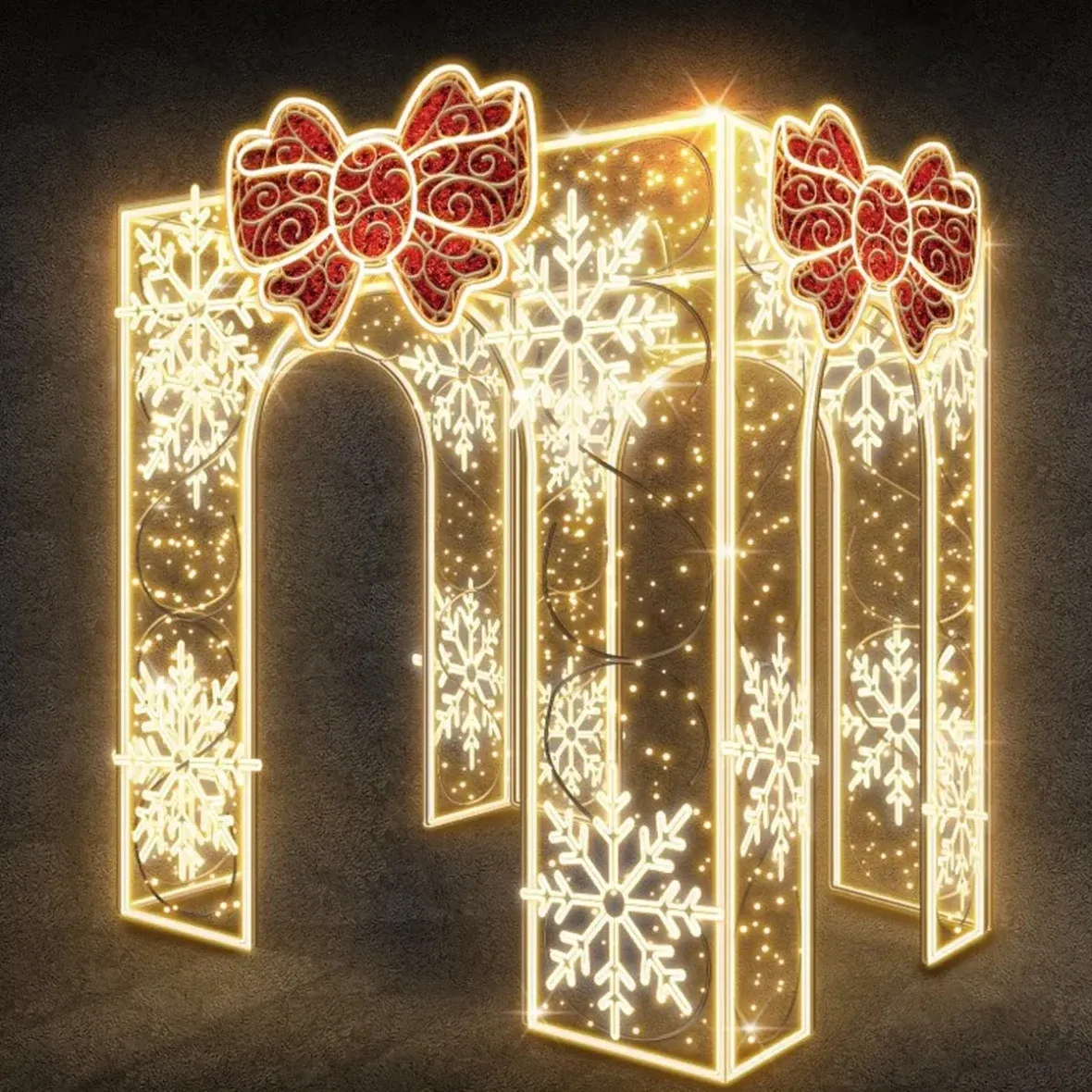 3D-LED-Lichtgeschenk, Durchreiche, warmweiß, Aluminium
