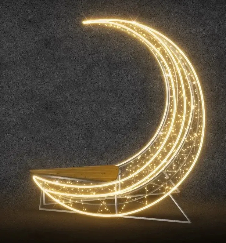 3D-LED-Lichtbank in Mondform, 200 × 194 × 80 cm, warmweiß, 36 V, 47,5 W, 29 kg