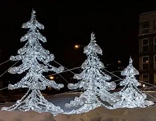 Eco Fix 2D LED-Baumleuchte, 600 cm, eisweiß mit Kristallen, Aluminium