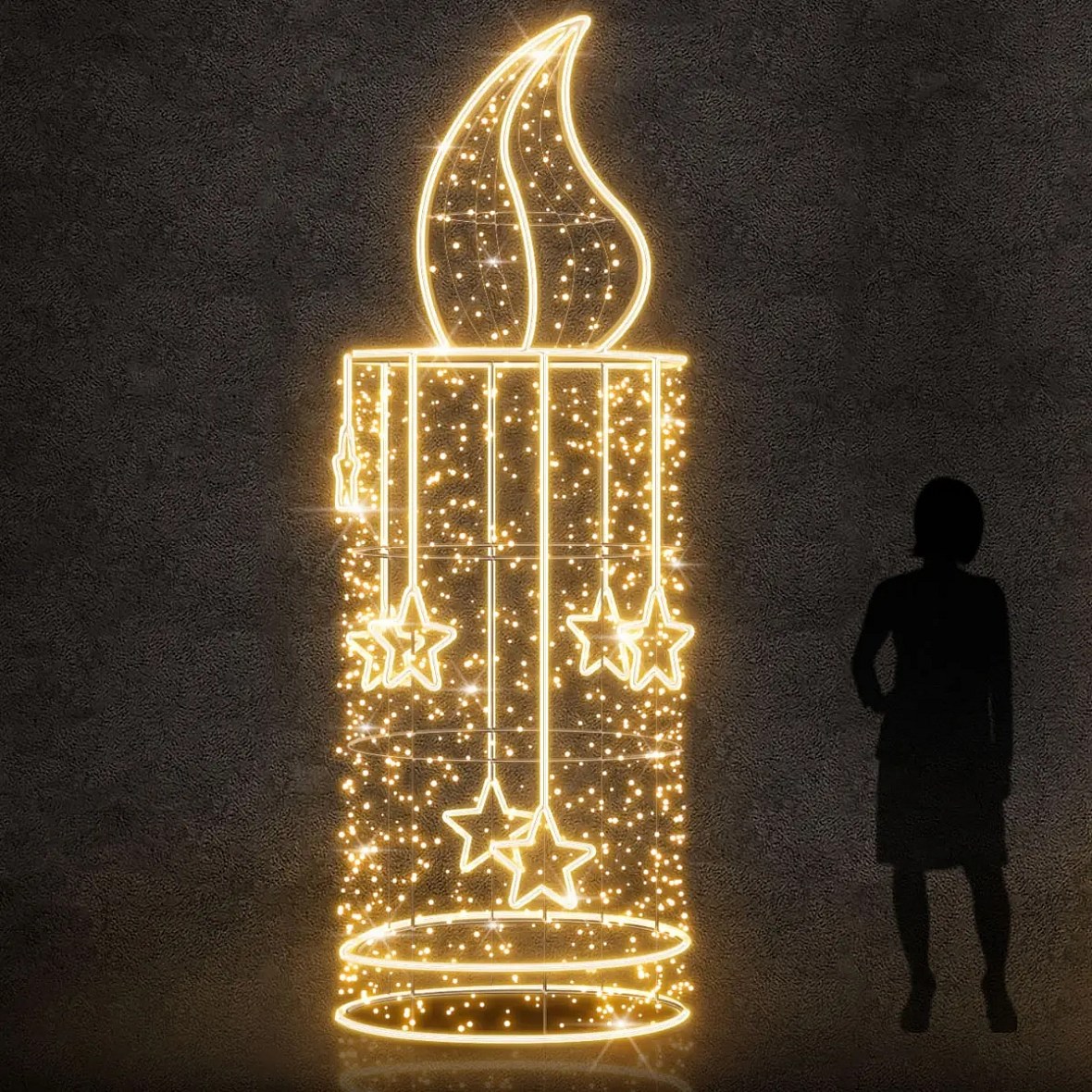 Eco Fix 3D LED-Lichtkerze, 95 × 300 × 95 cm, warmweiß, Aluminium