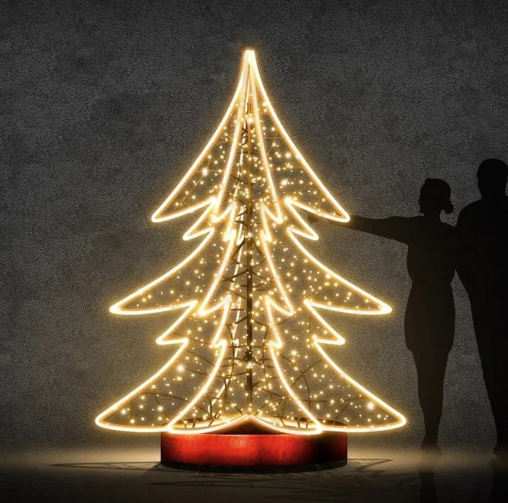 Eco Fix 3D-LED-Baum mit sechs Armen, 300 × 400 × 300 cm, warmweiß, Aluminium