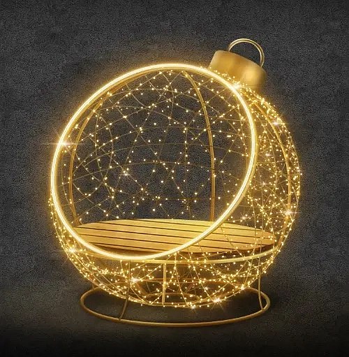 3D-LED-Leuchtstuhl-Ornament, 130 cm, warmweiß, 36 V, 30 W, 31,4 kg, 2-teilig