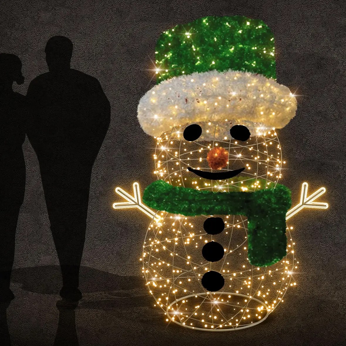 Easy Fix 3D LED-Schneemann-Leuchte 200 × 150 × 150 cm, warmweiß, Aluminium