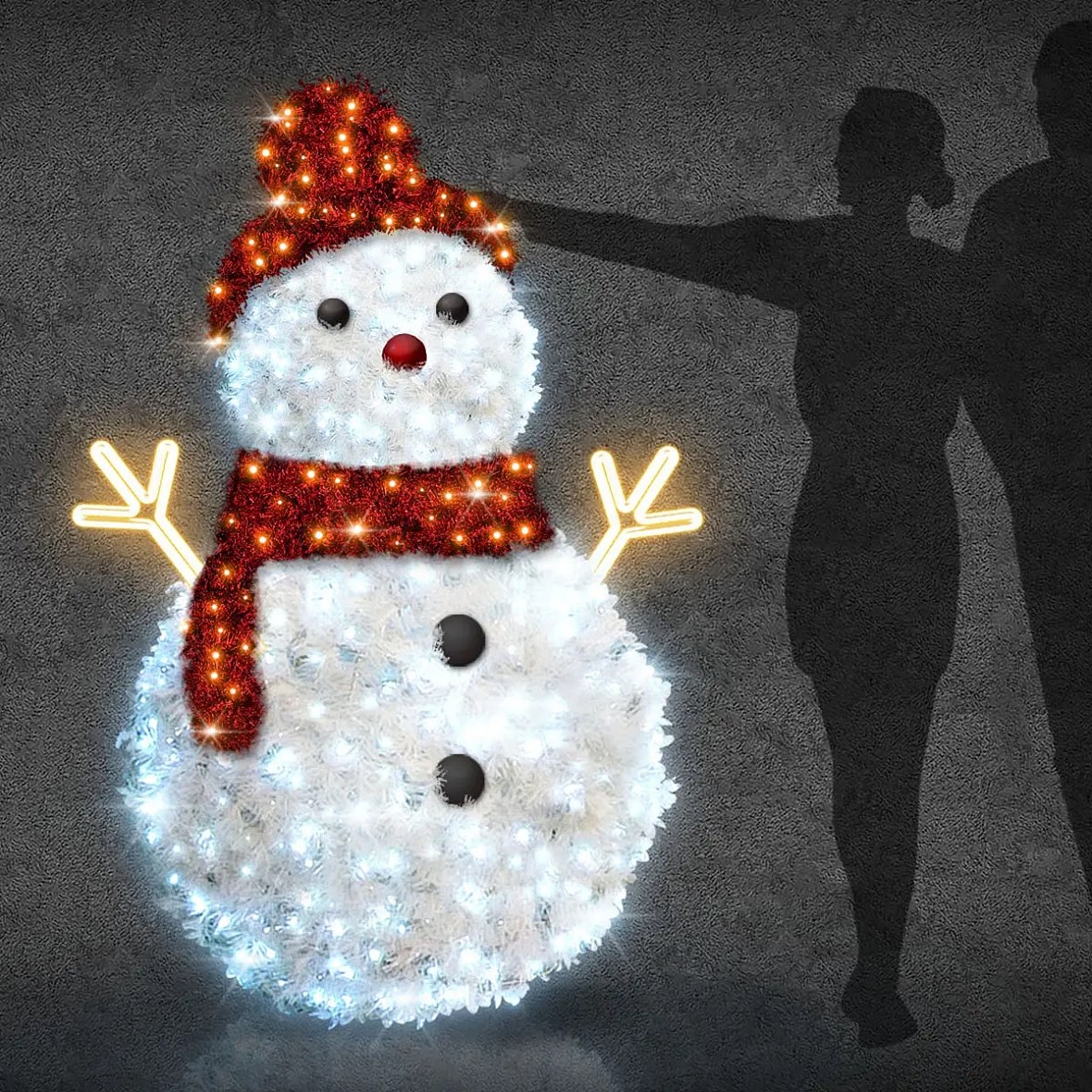 Easy Fix 3D LED-Schneemann-Leuchte 160 cm, eisig und warmweiß, Aluminium