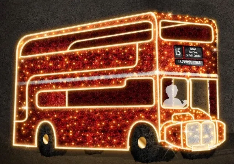 Eco Fix 3D LED-Leuchte Doppeldecker-Bus, 180 × 280 × 500 cm, warmweiß, stehend, Aluminium