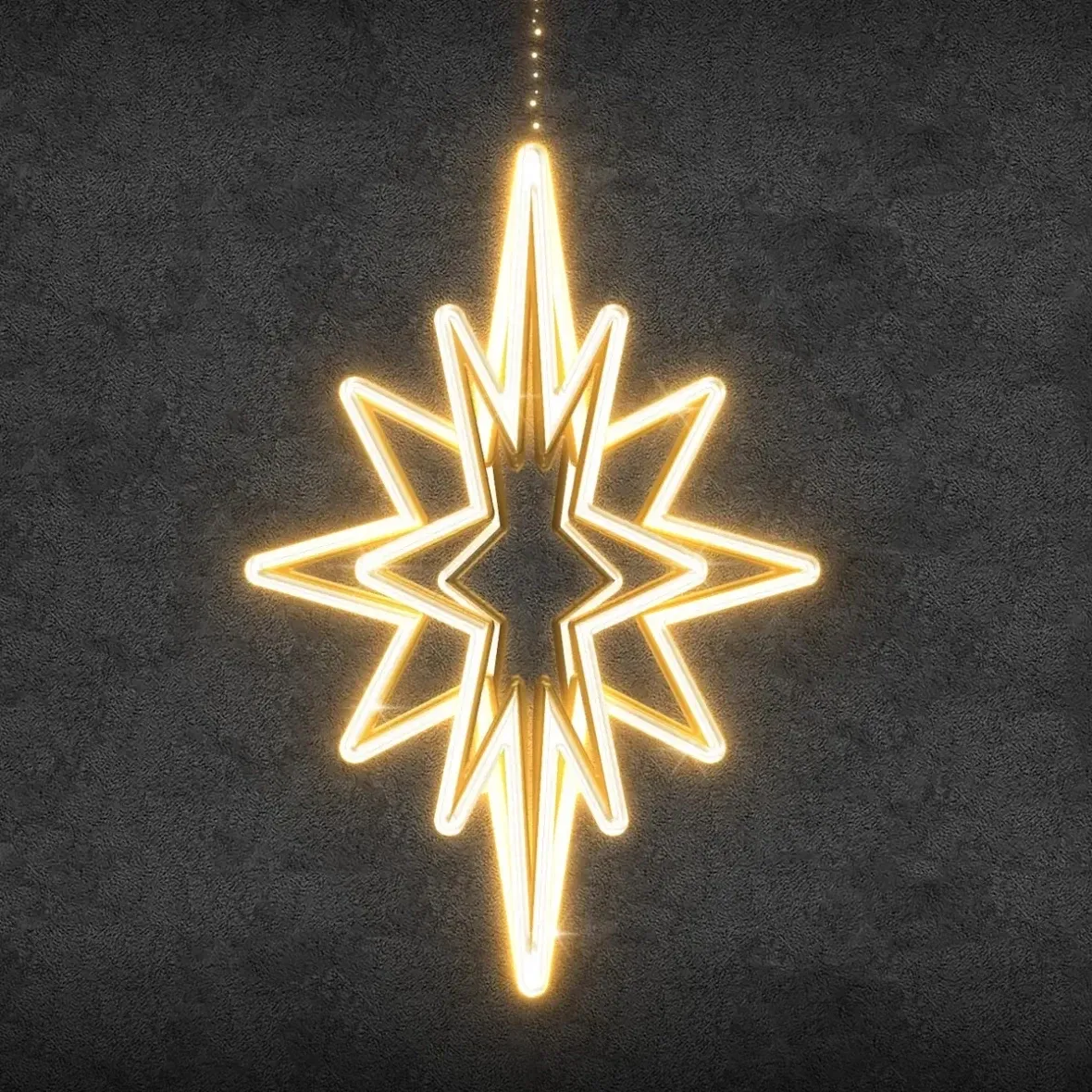 Easy Fix 3D LED-Sternleuchte, 100 × 150 cm, warmweiß, hängend, Aluminium