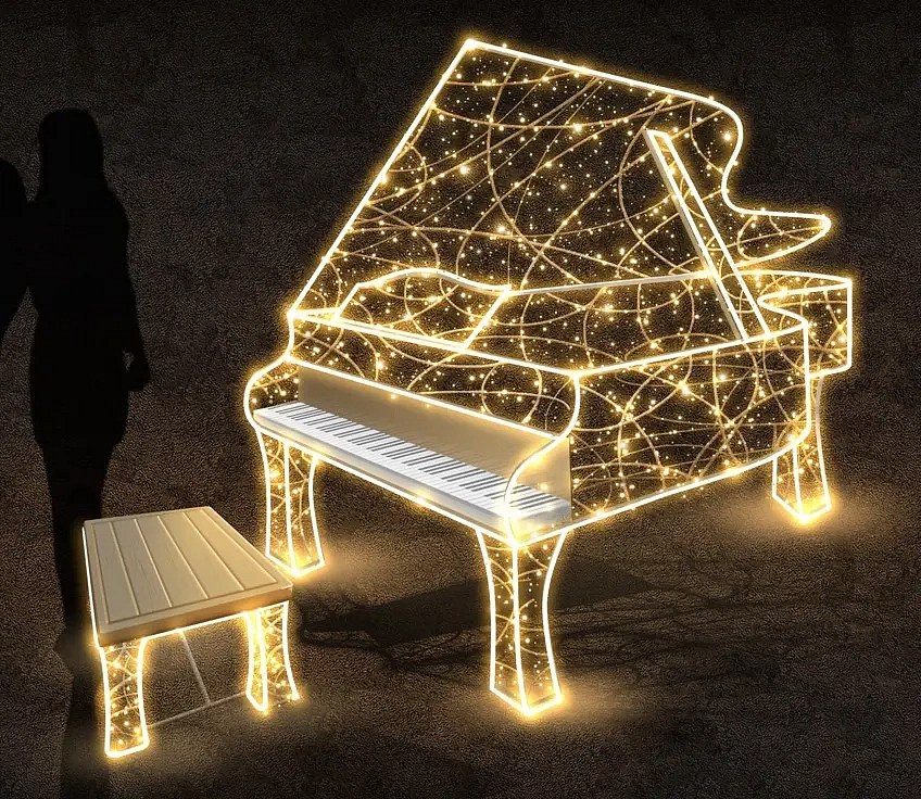 LED-Lichtklavier mit Geflecht, 280 x 160 x 120 cm, warmweiß, 36V, 115 W, 68,2 kg, 2 Teile