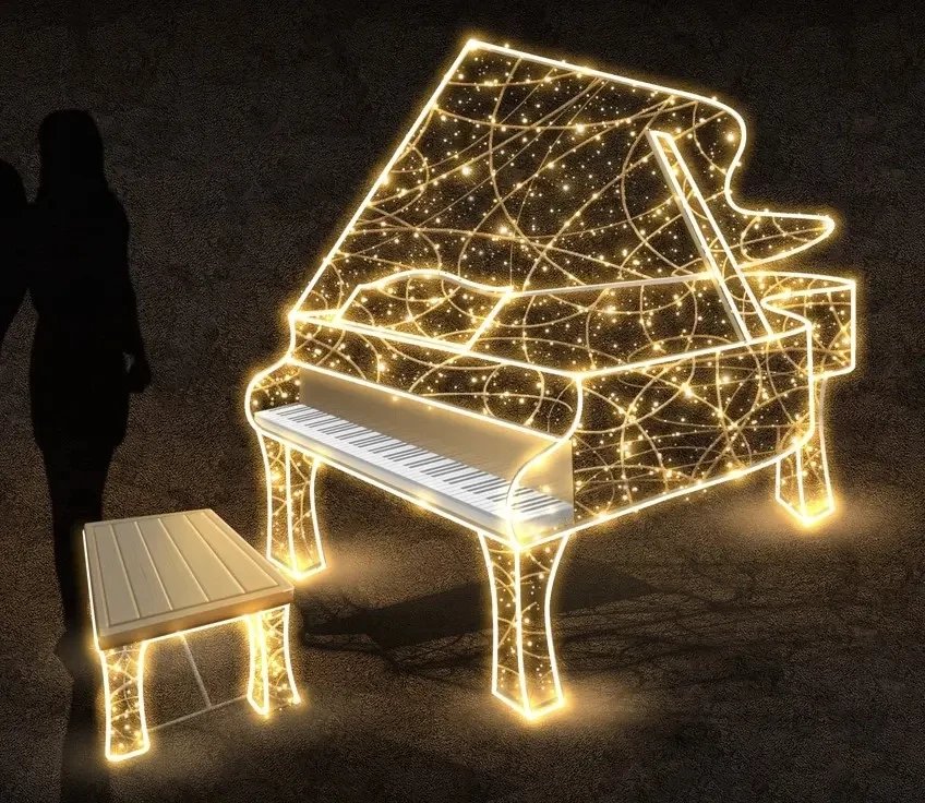 LED-Lichtklavier mit Geflecht, 280 x 160 x 120 cm, warmweiß, 36V, 115 W, 68,2 kg, 2 Teile