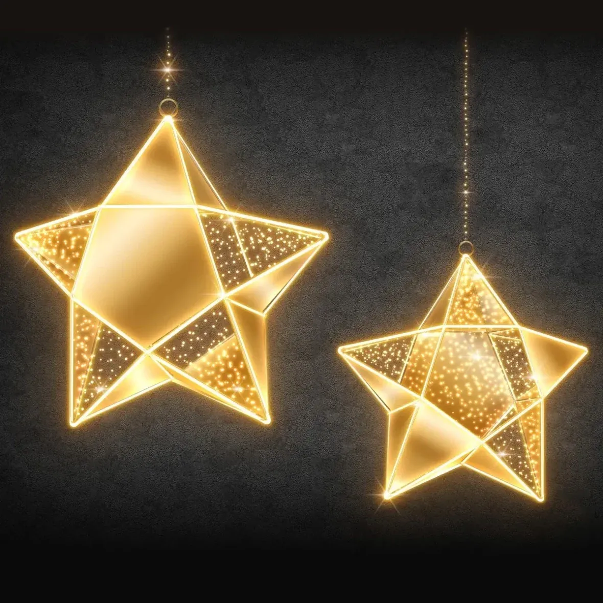 Easy Fix 3D LED-Sternleuchte, 190 × 180 × 50 cm, warmweiß, Aluminium