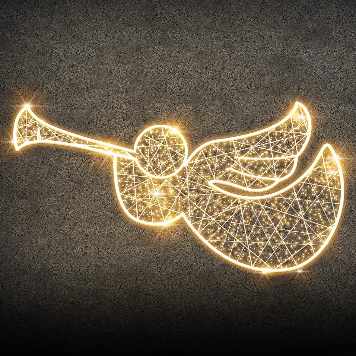Easy Fix 2D LED-Lichtdekor, Engel II. fliegend, 370 × 190 × 3 cm, warmweiß, hängend, 3D-Druck