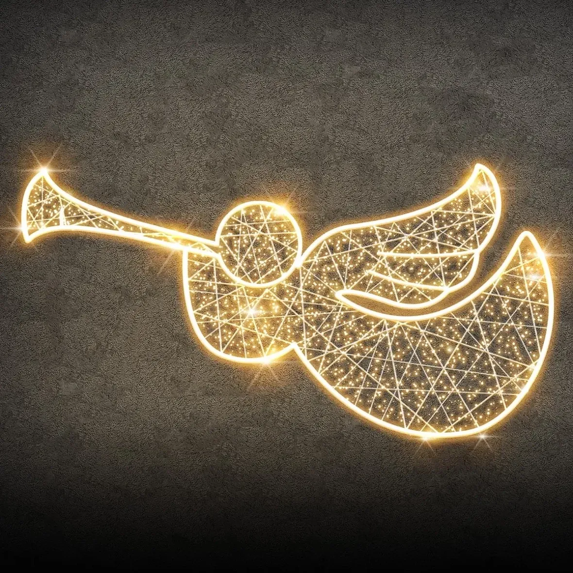 Easy Fix 2D-LED-Lichtdekoration, fliegender Engel II, 168 x 72 x 3 cm, warmweiß, zum Aufhängen, 3D-Druck