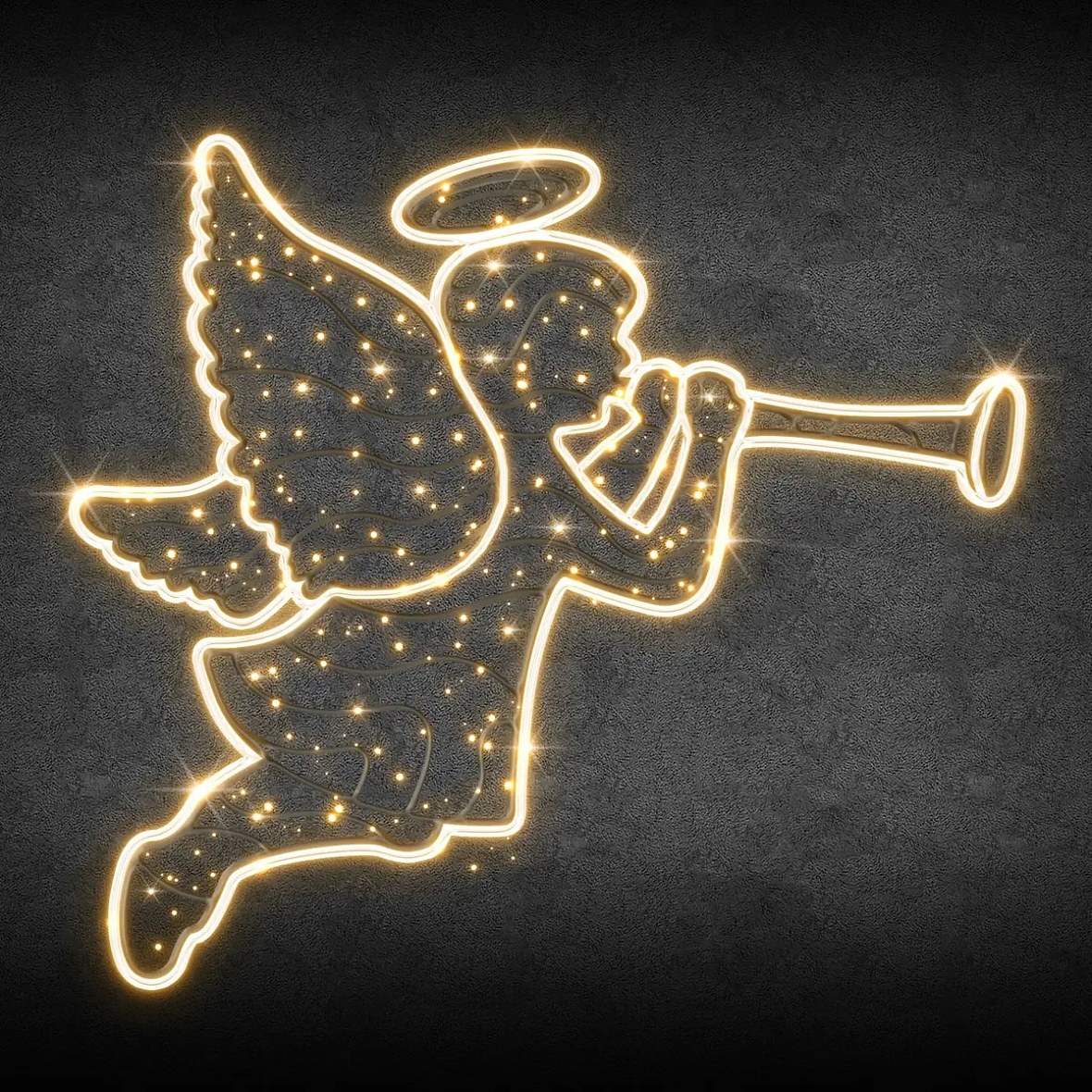 Easy Fix 2D LED-Lichtengel mit Schlauch, 250 × 250 × 4 cm, warmweiß 3D-Druck 3D-Druck, Dekor für öffentliche Beleuchtung 3D-Druck