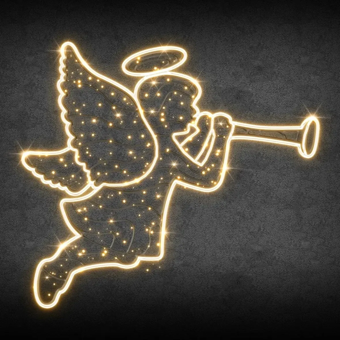 Easy Fix 2D LED-Lichtengel mit Schlauch, 250 × 250 × 4 cm, warmweiß 3D-Druck 3D-Druck, Dekor für öffentliche Beleuchtung 3D-Druck