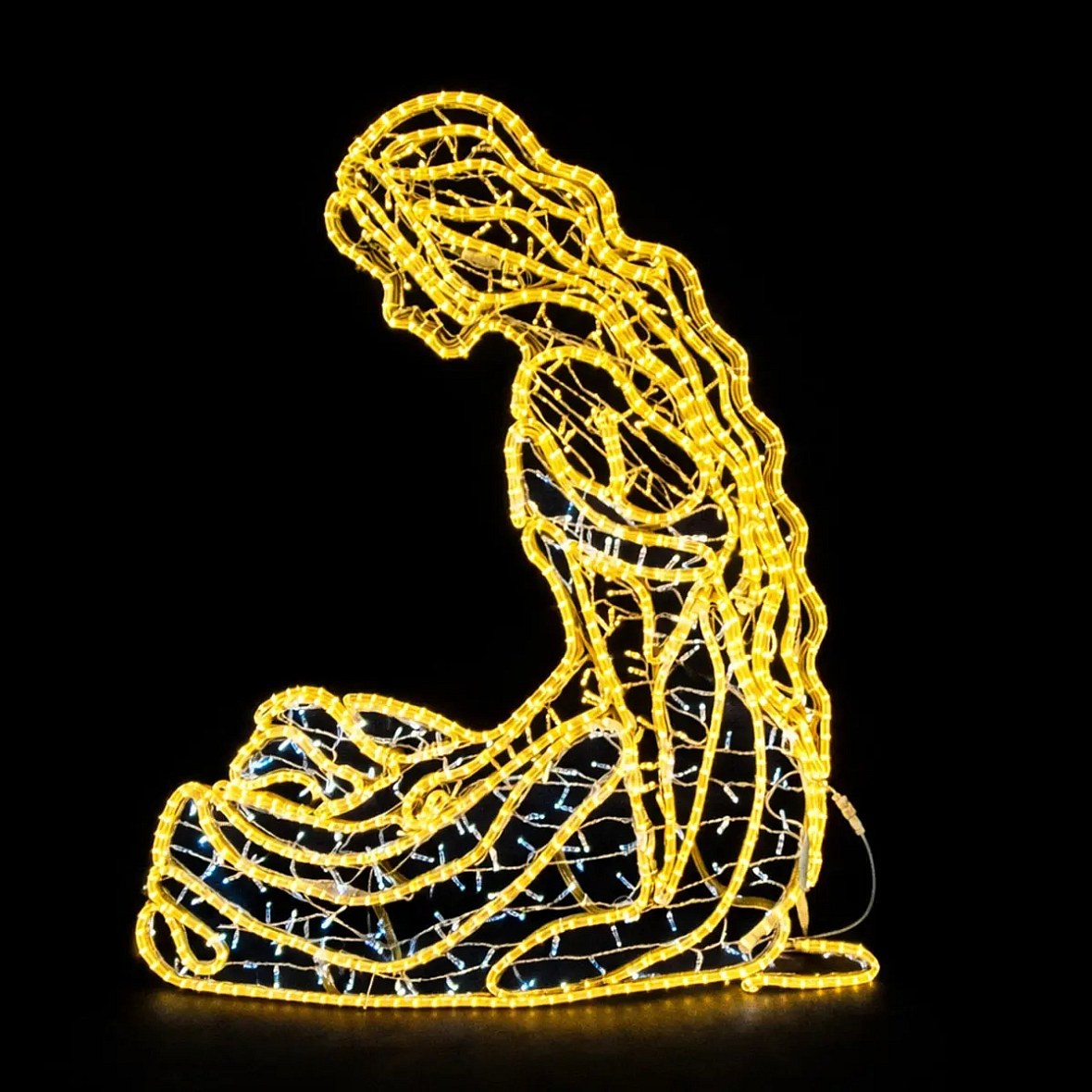 Eco Fix 2D LED-Lichtdekor, Silhouette eines Mädchens 140 × 148 × 3 cm, eis- und warmweiß, gestrickt, hängend, 3D-Druck