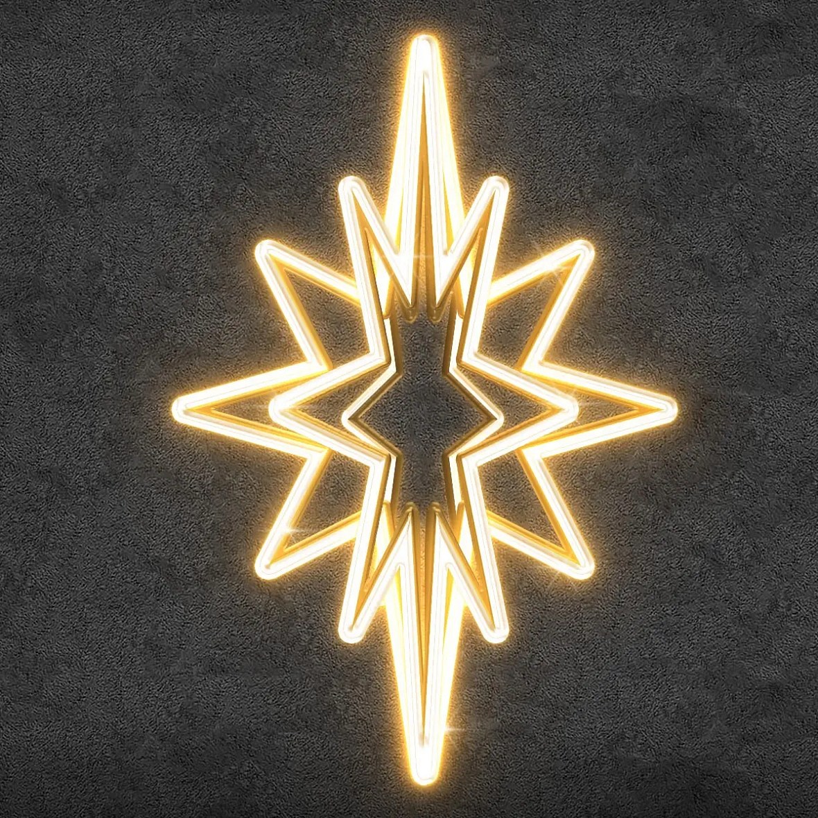 Easy Fix 3D-LED-Lichtstern für die Baumspitze, 83 × 125 × 83 cm, warmweiß, Aluminium