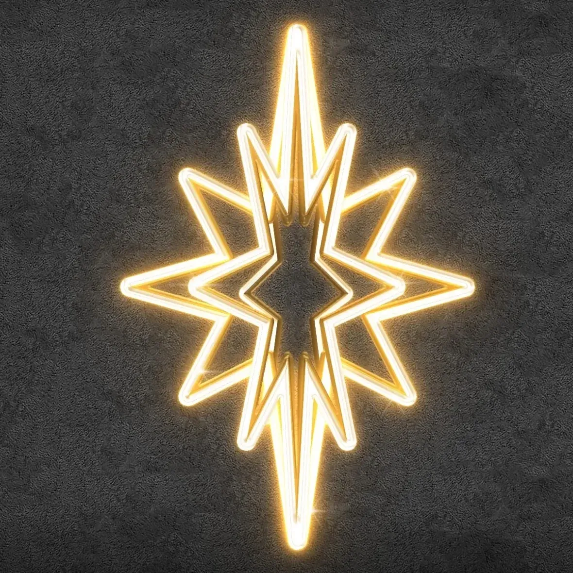Easy Fix 3D-LED-Lichtstern für die Baumspitze, 83 × 125 × 83 cm, warmweiß, Aluminium