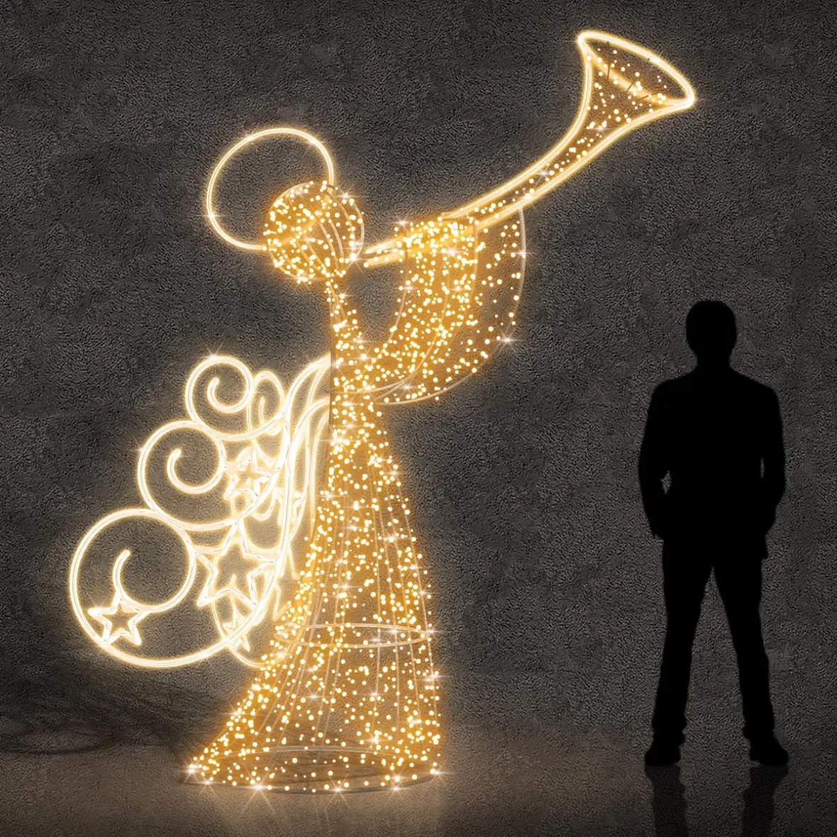 Eco Fix 3D LED-Lichtengel mit Schlauch, 250 cm, warmweiß, Aluminium