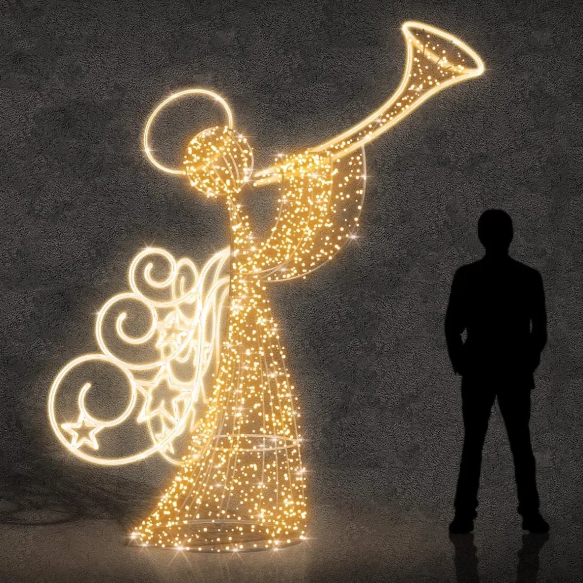 Eco Fix 3D LED-Lichtengel mit Schlauch, 250 cm, warmweiß, Aluminium