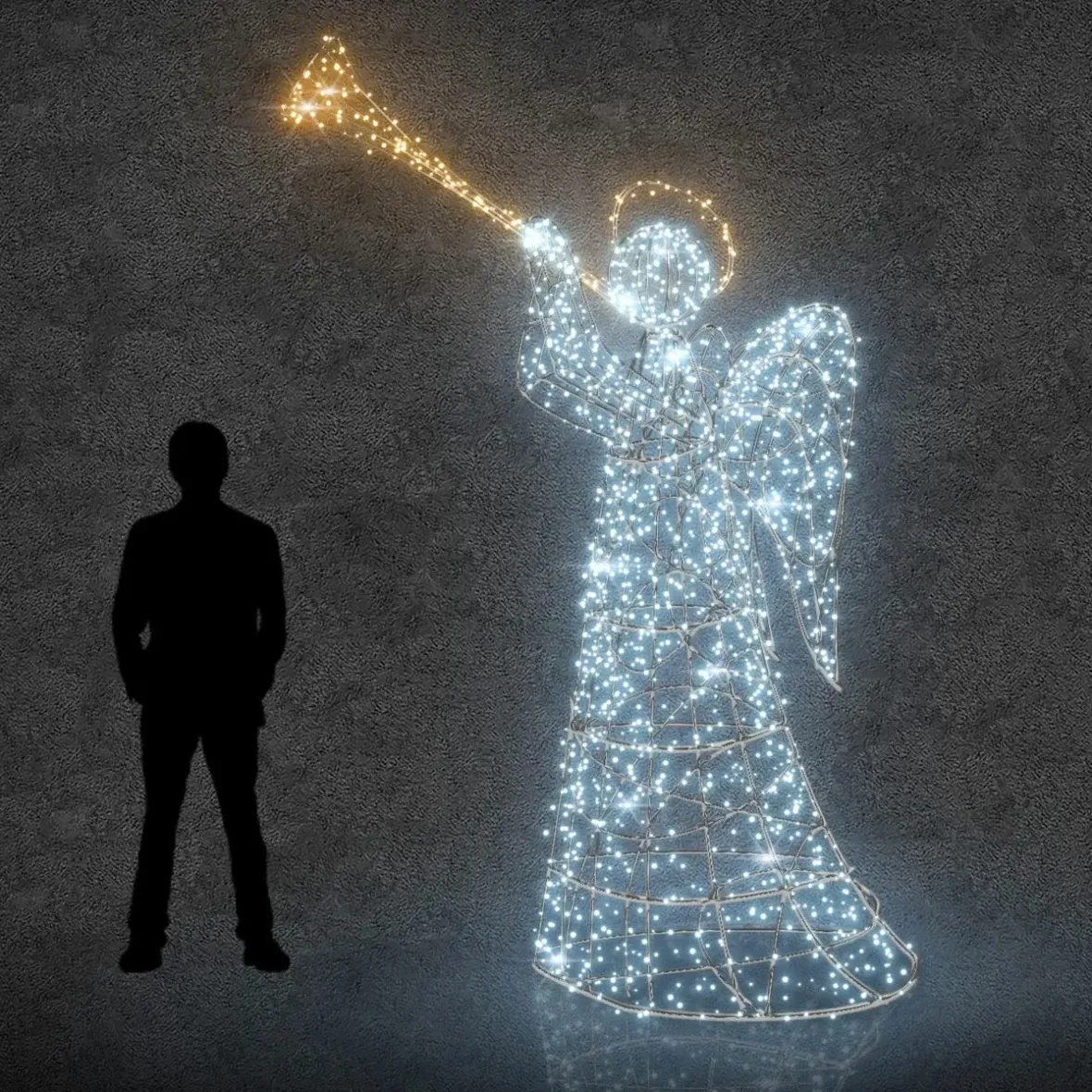 Easy Fix 3D LED-Lichtengel mit Schlauch 300 cm, mit weißem Teppich, kaltweiß mit Flash, Aluminium
