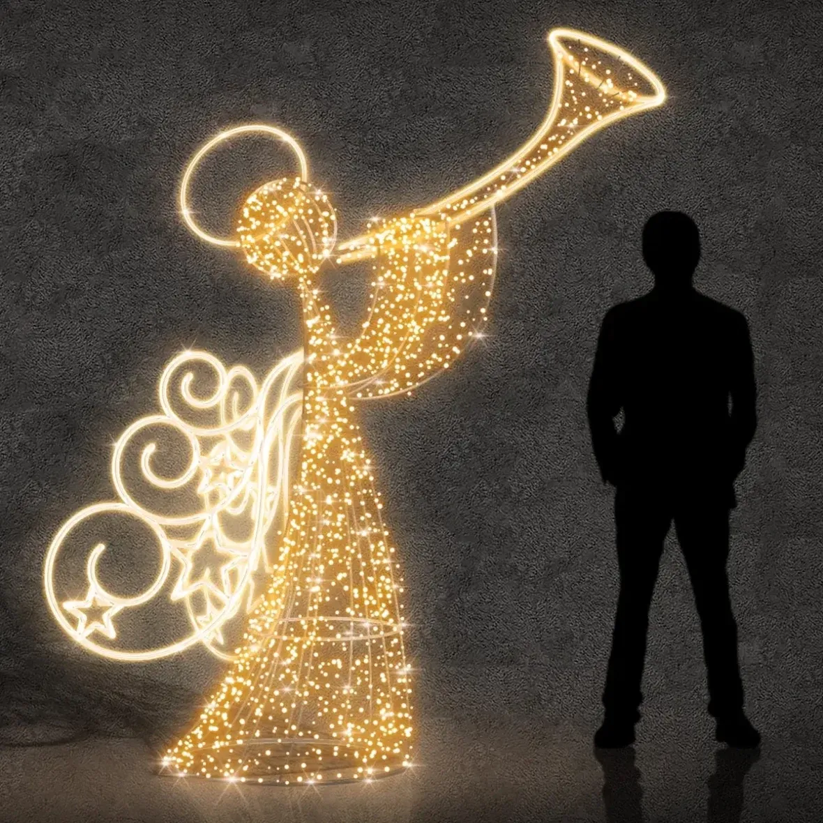 3D-LED-Lichtengel, 250 cm, warmweiß, Aluminium
