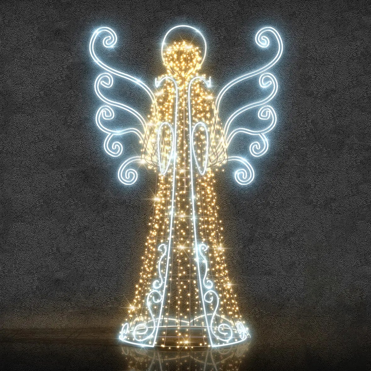 Eco Fix 3D LED-Lichtengel, 350 cm, warmweiß und kaltweiß, Aluminium