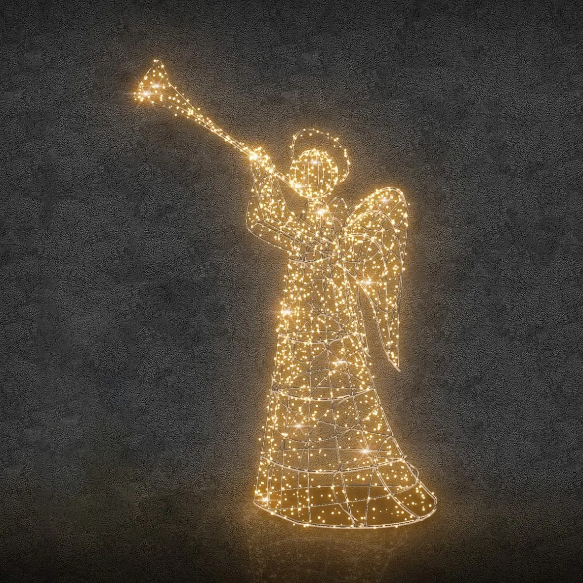 3D-LED-Lichtengel, 120 × 250 × 100 cm, warmweiß mit Flash, Aluminium