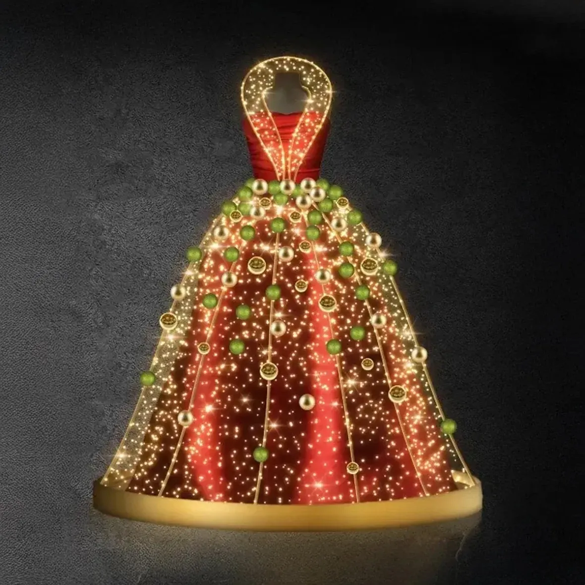 3D-LED-Lichtkleid, 170 × 170 cm, warmweiß, 24 V, 8,8 W, 10 kg, 4 Teile